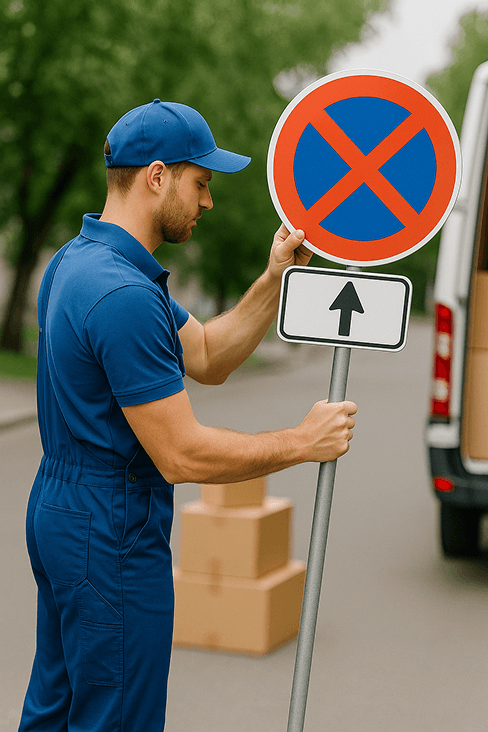 Professioneller Halteverbot-Service bei JK Umzüge Halteverbot-Team von JK Umzüge richtet Halteverbotszone ein